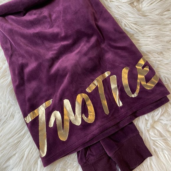 Velour burgundy purple cropped sweatshirt Justice - Size 18 - Picture 5 of 5